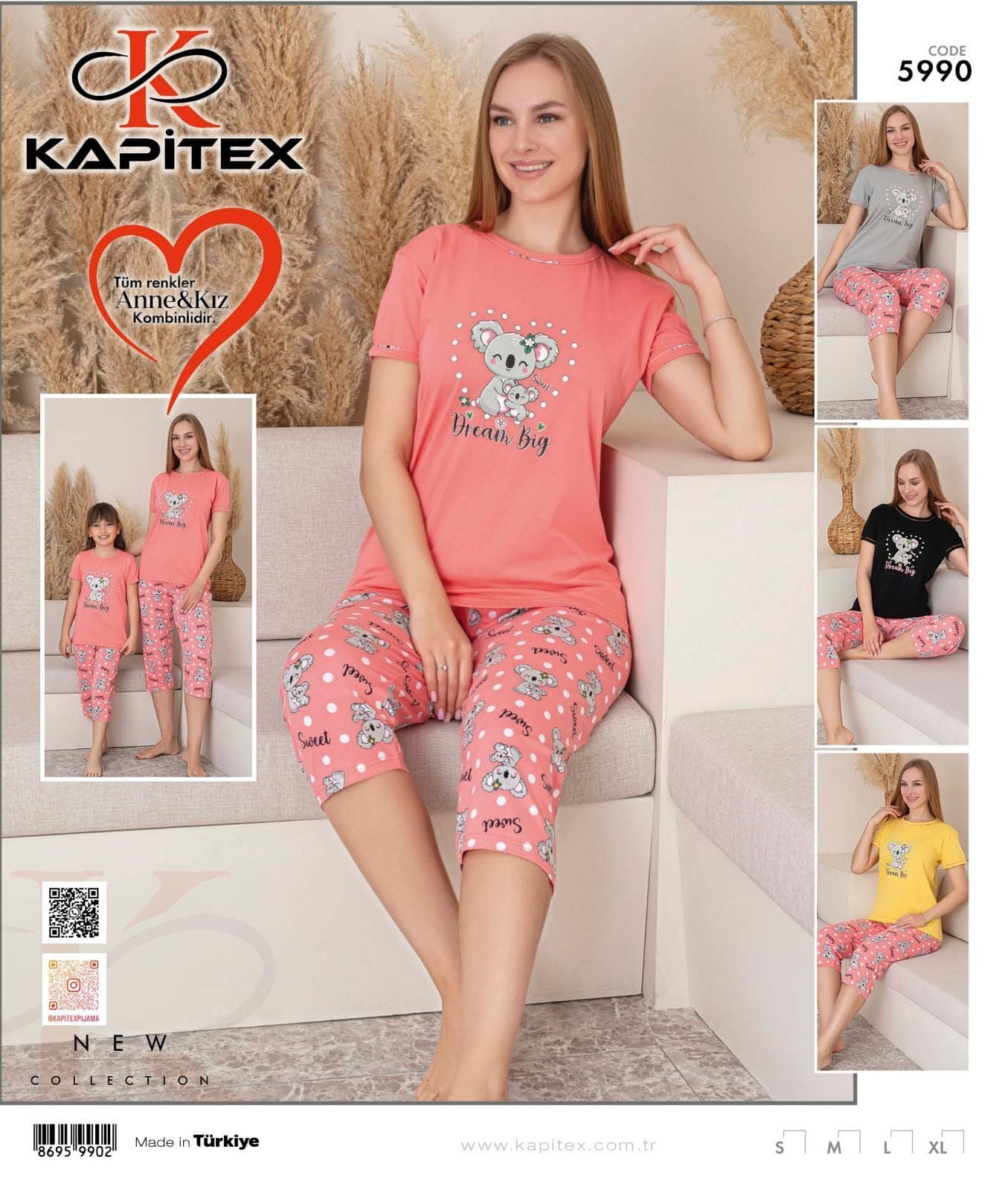 Kapitex 5990 Kısa Kol Kapri Bayan Pijama Takım