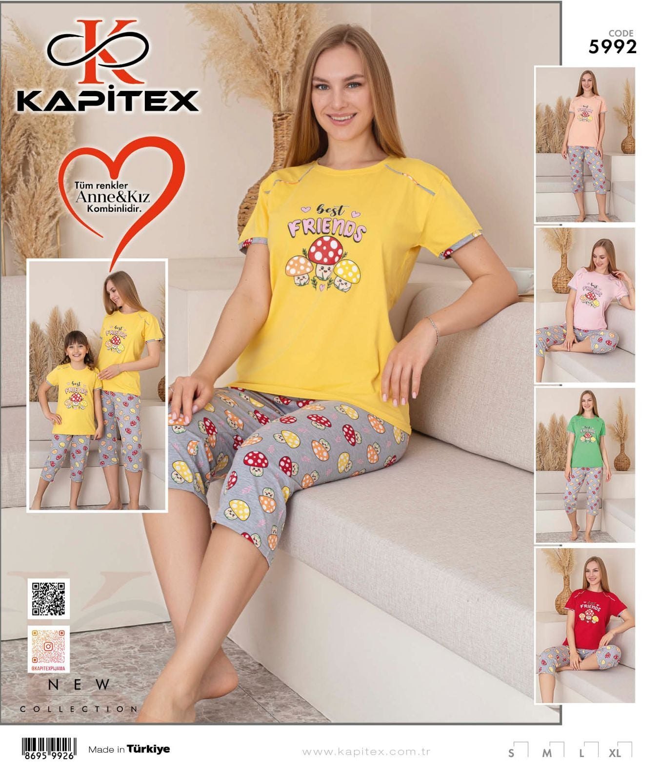 Kapitex 5992 Kısa Kol Kapri Bayan Pijama Takım