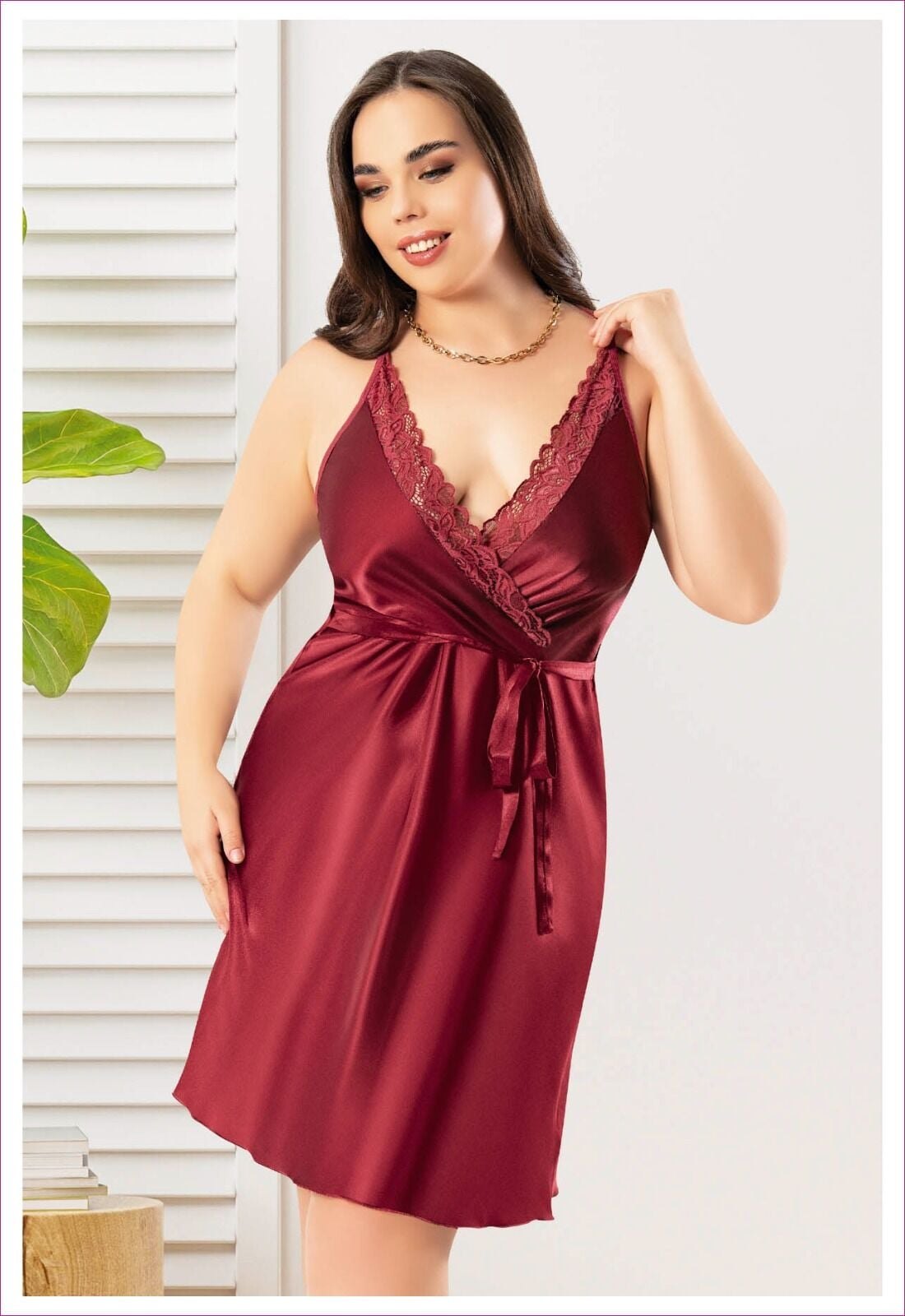 Miss Laris 4032 (2XL-3XL-4XL) Battal Beden Bayan Saten Gecelik