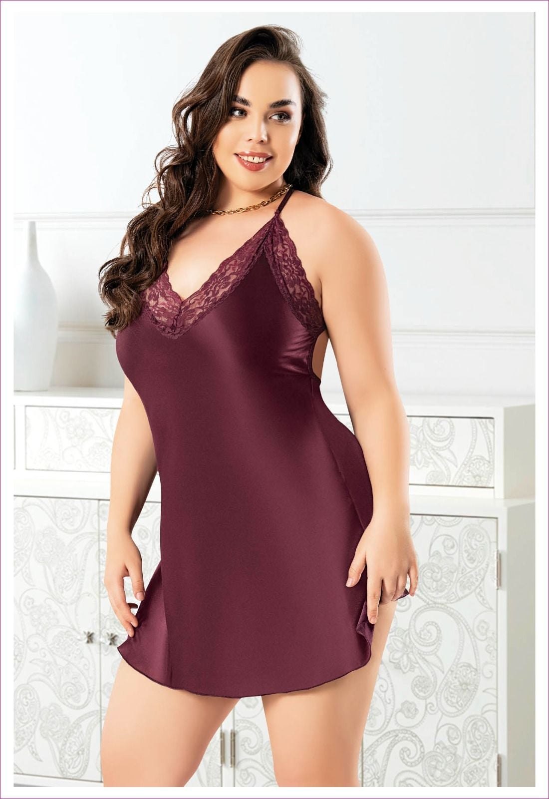 Miss Laris 4035 (2XL-3XL-4XL) Battal Beden Bayan Saten Gecelik