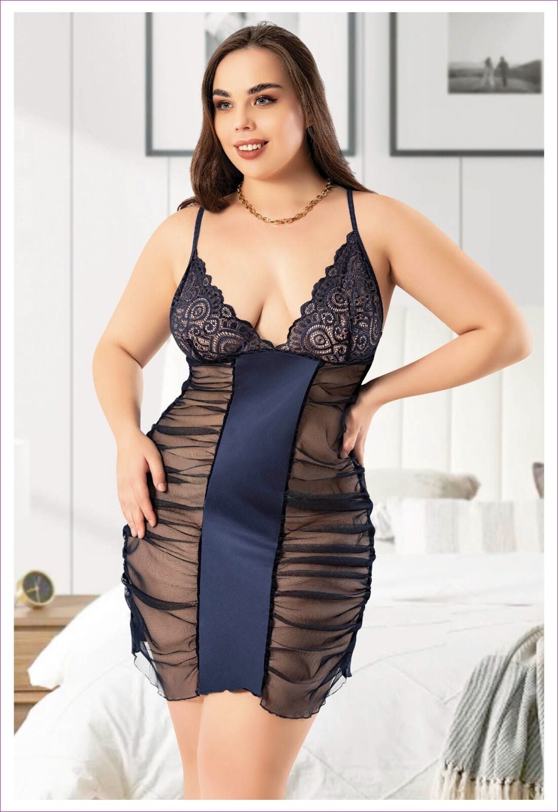 Miss Laris 4038 Battal Beden Bayan Saten Gecelik