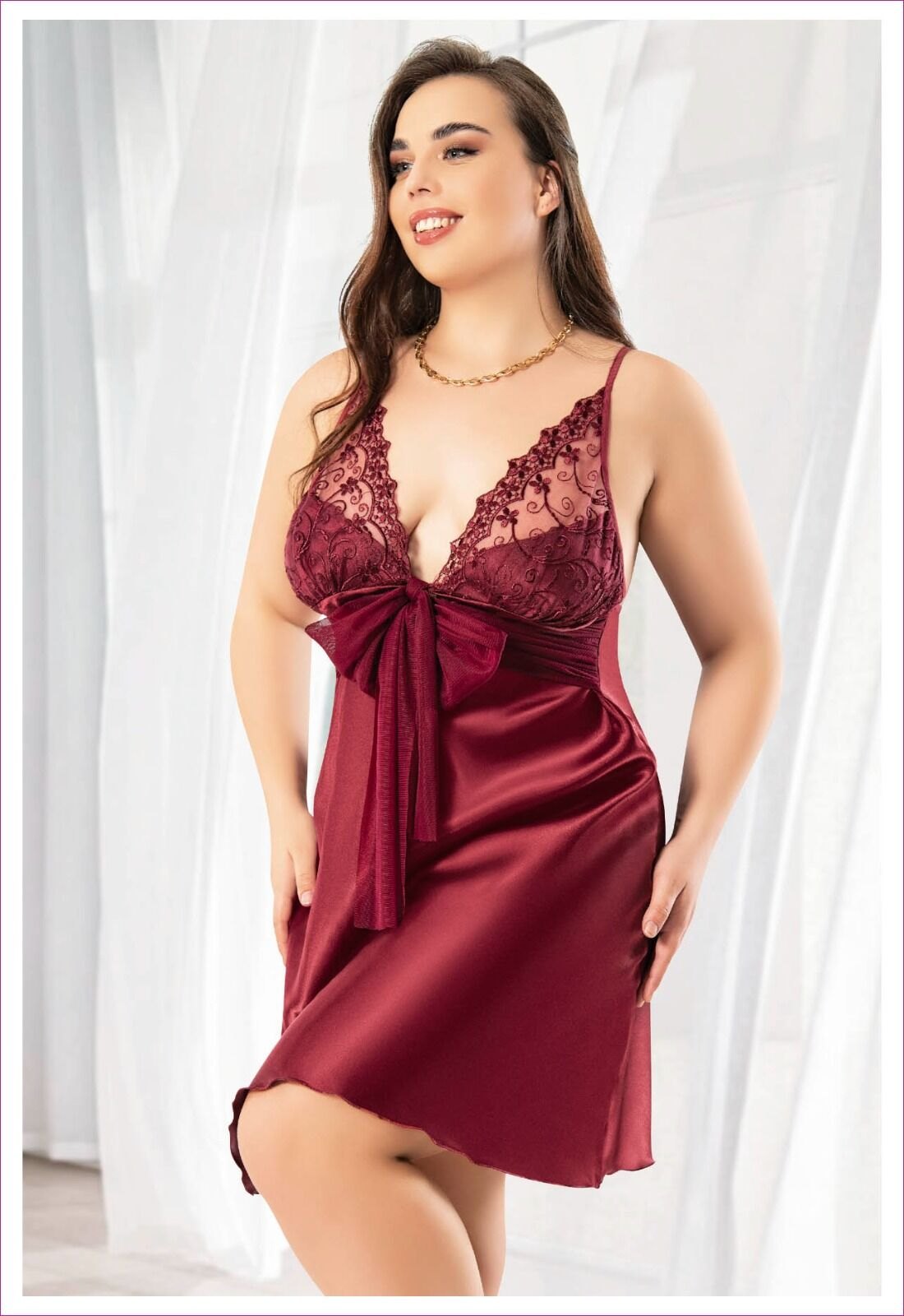 Miss Laris 4045 (2XL-3XL-4XL) Battal Beden Bayan Saten Gecelik