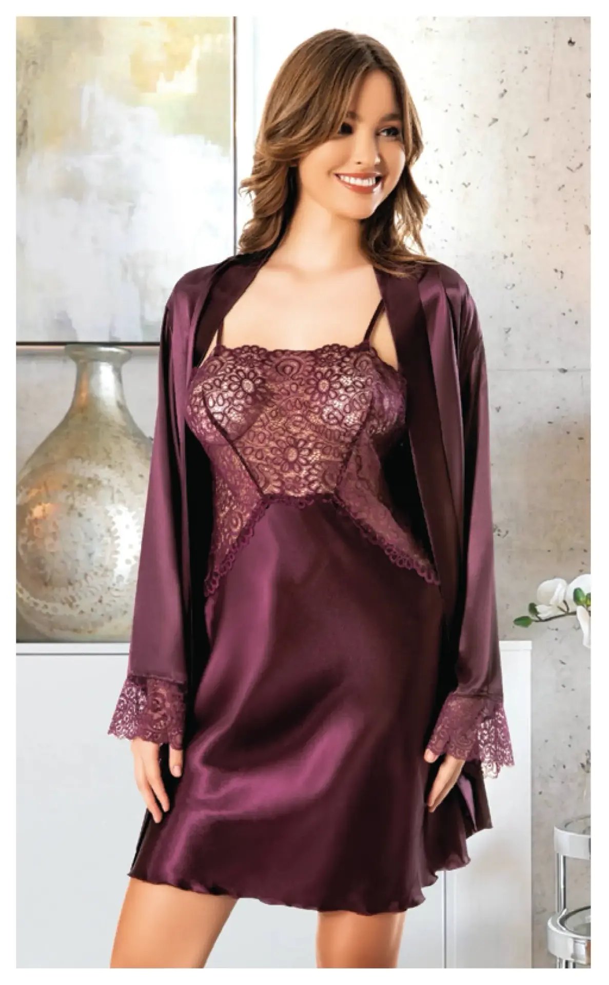 Miss Laris 5060 (M-L-XL) Bayan İkili Saten Takım