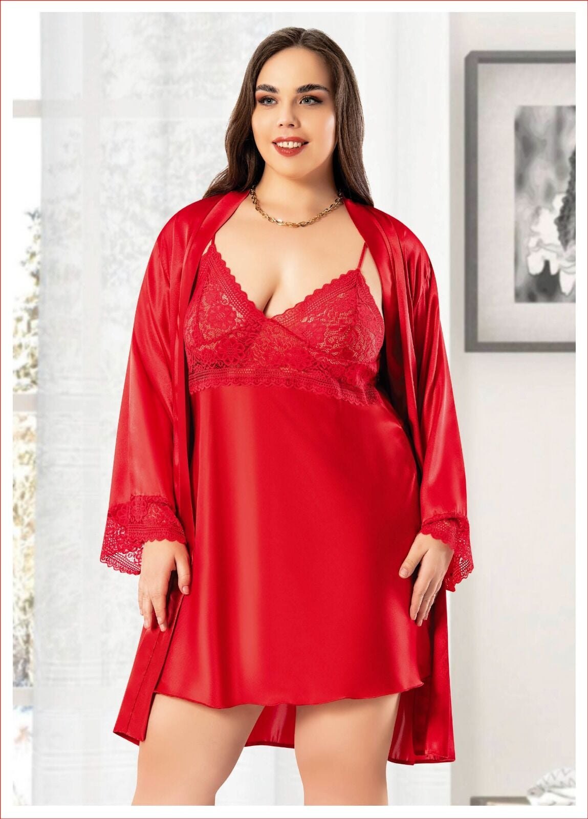 Miss Laris 6007 Battal Beden Bayan İkili Saten Takım