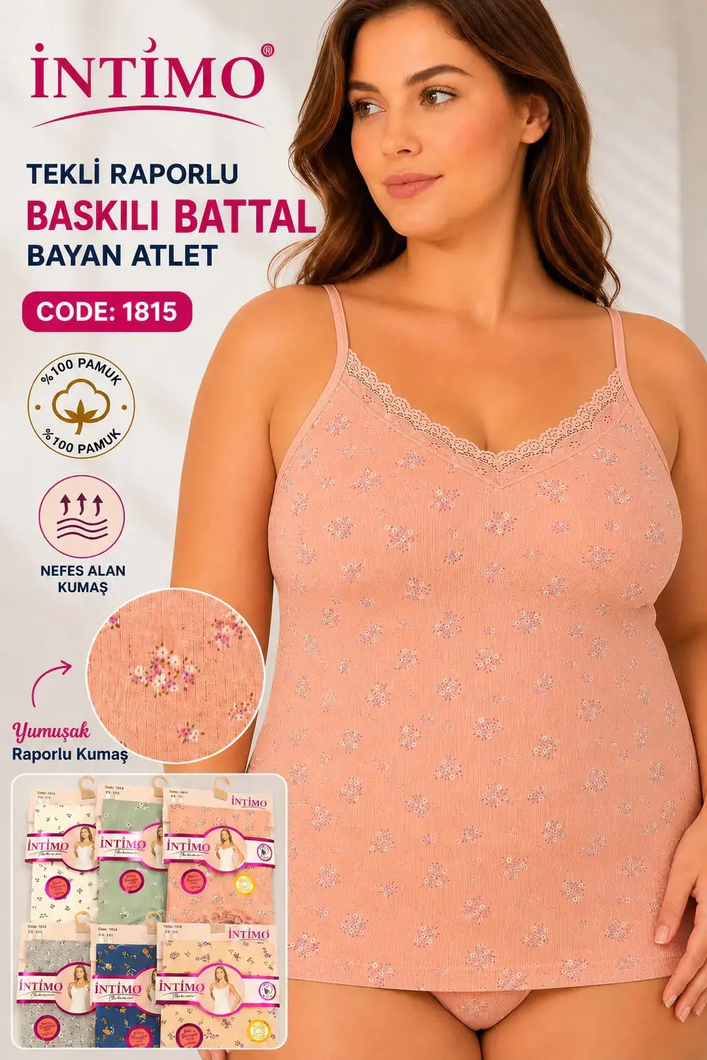 İntimo 1815 Battal Beden Bayan Empirme Sur Dantel İp Askılı Atlet
