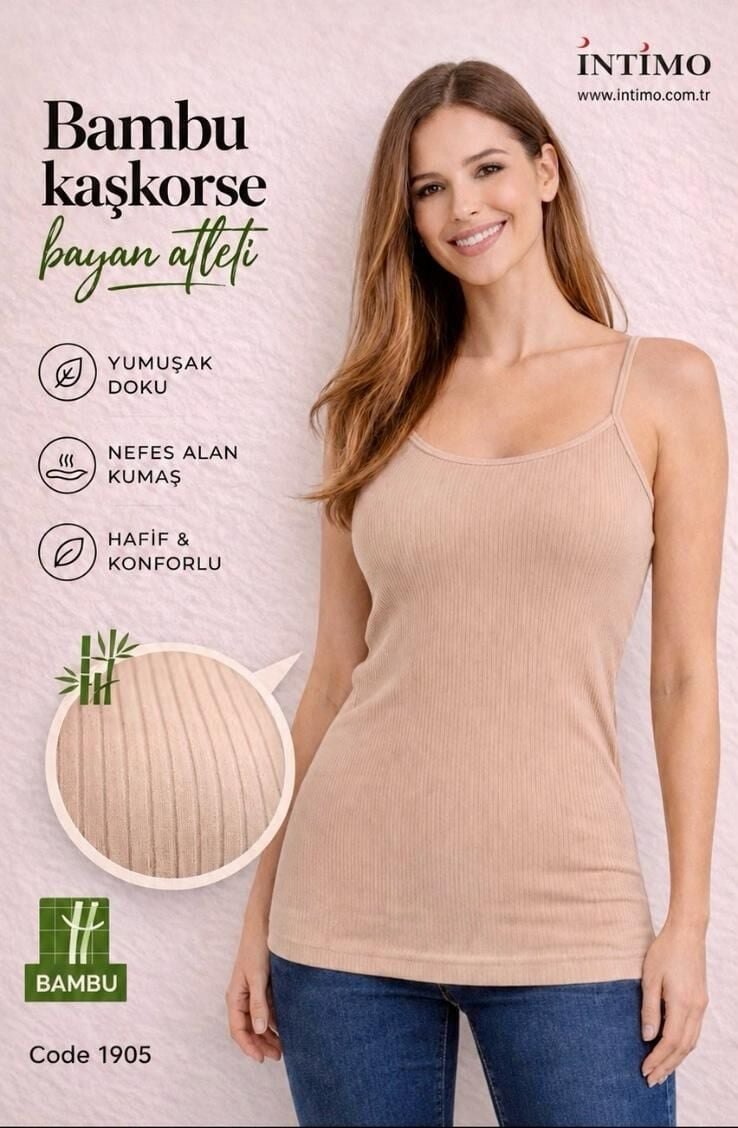 İntimo 1905 (S-M-L-XL) Bambu Kaşkorse Askı İp Askılı Bayan Atlet