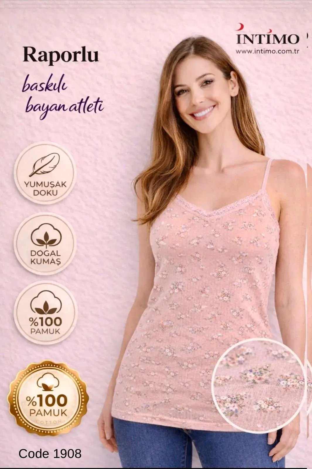 İntimo 1908 (S-M-L-XL) Bayan Empirme Sur Dantel İp Askılı Atlet