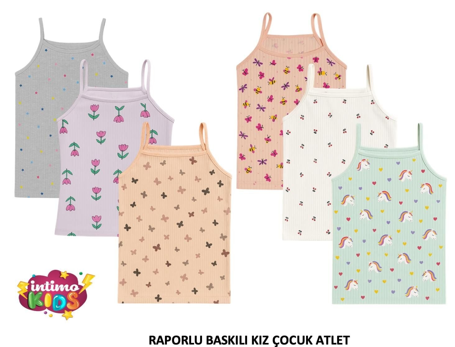 İntimo 2533 İp Askılı Raporlu Baskılı Kız Çocuk Atlet