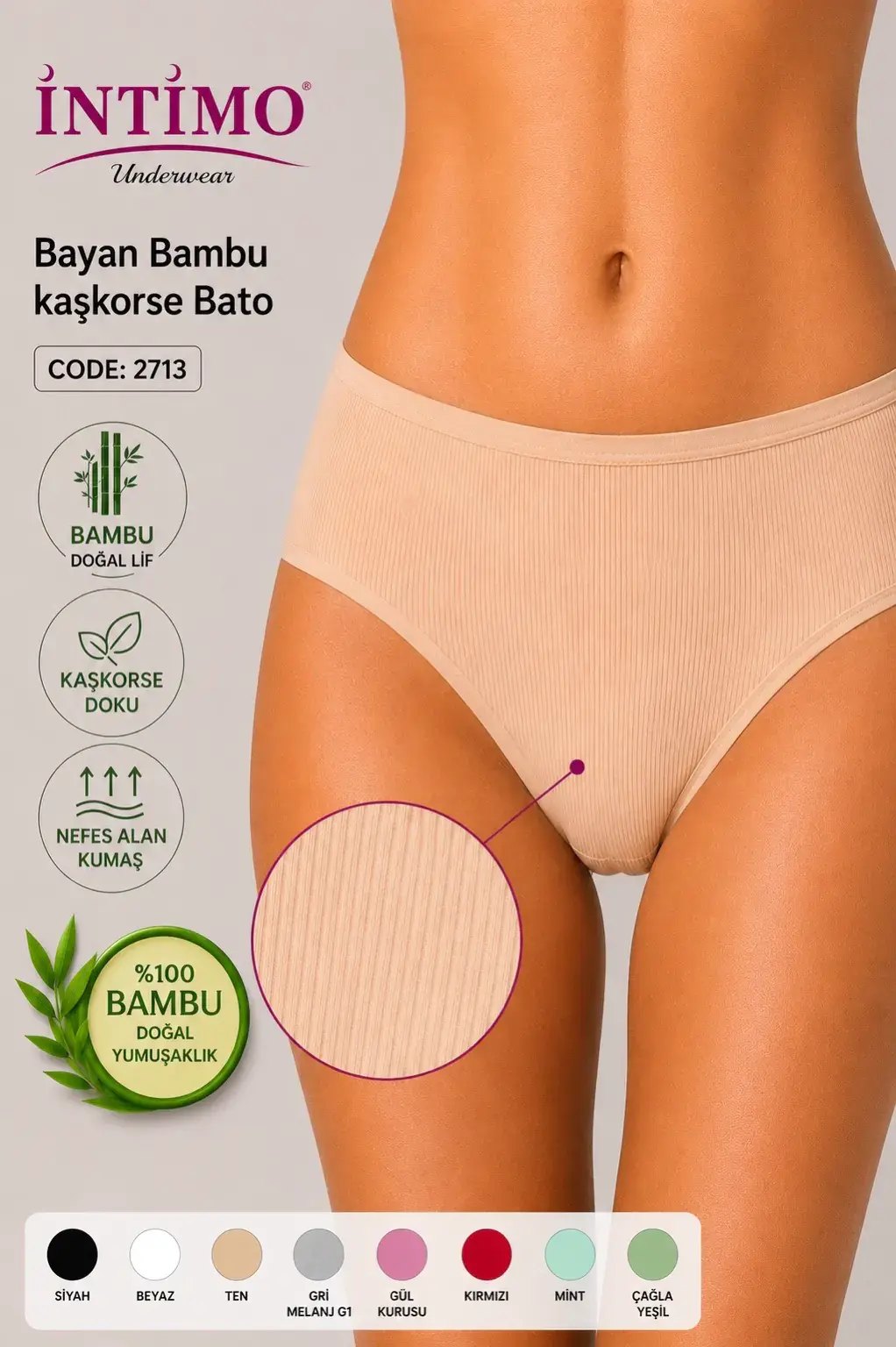 İntimo 2713 (L-XL) Kaşkorse Bambu Bayan Bato
