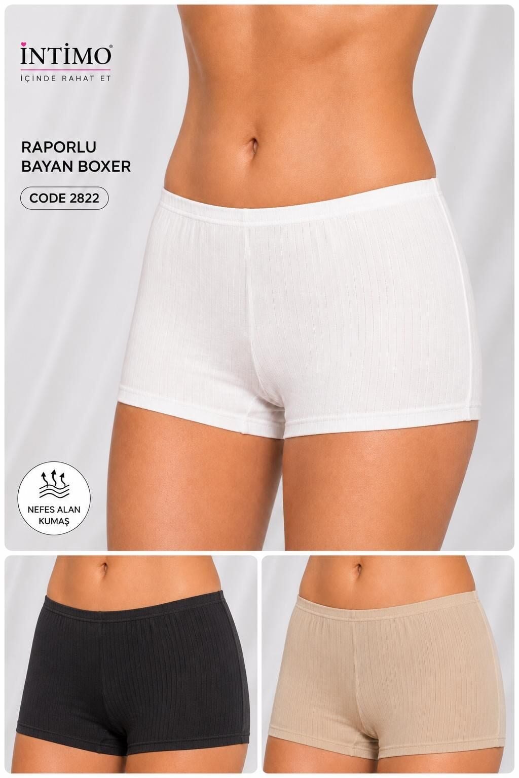 İntimo 2822 (S-M-L-XL) Raporlu Bayan Boxer