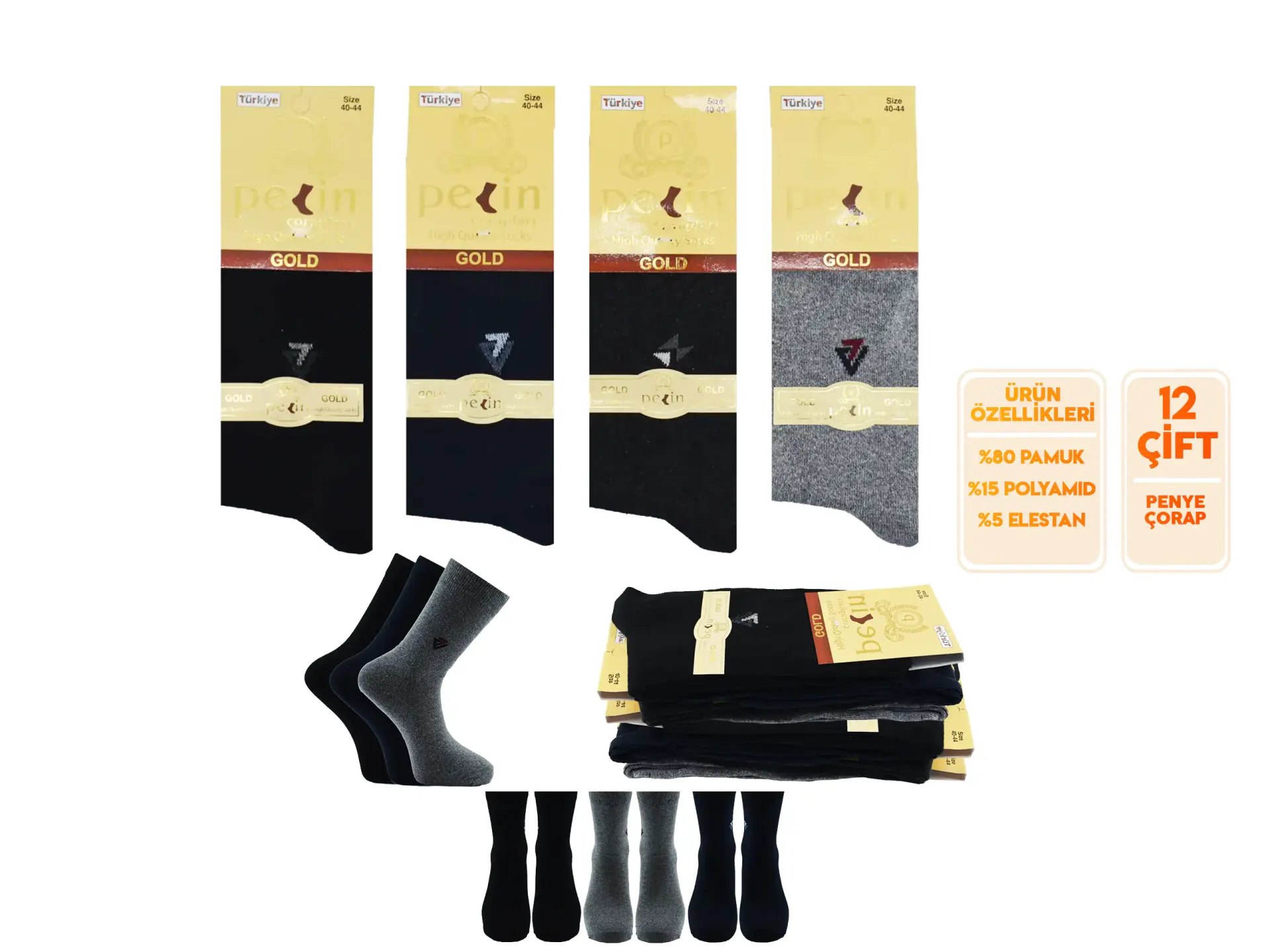 Pelin 1-39 (40-44) Erkek Penye Likralı Çorap