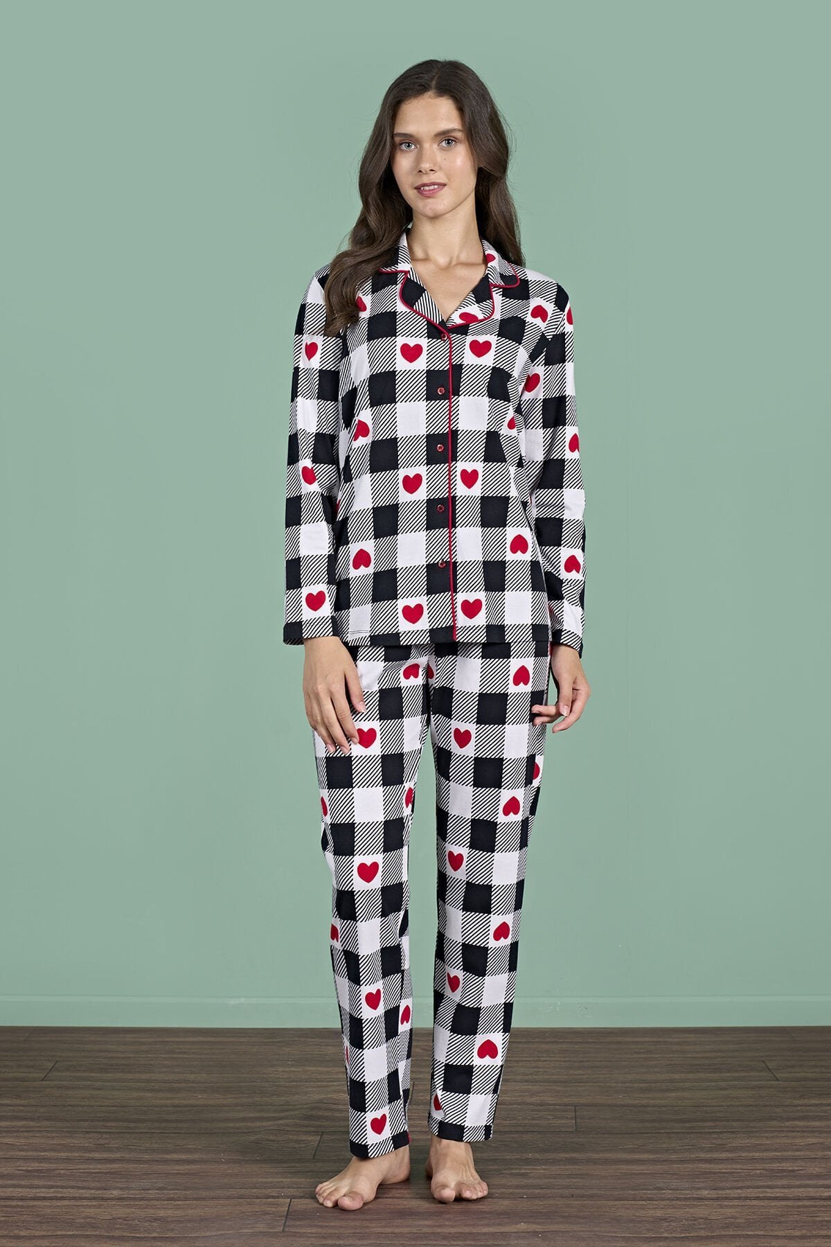 Pijadore 1958 (M-L-XL-XXL) Uzun Kollu Bayan Pijama Takım