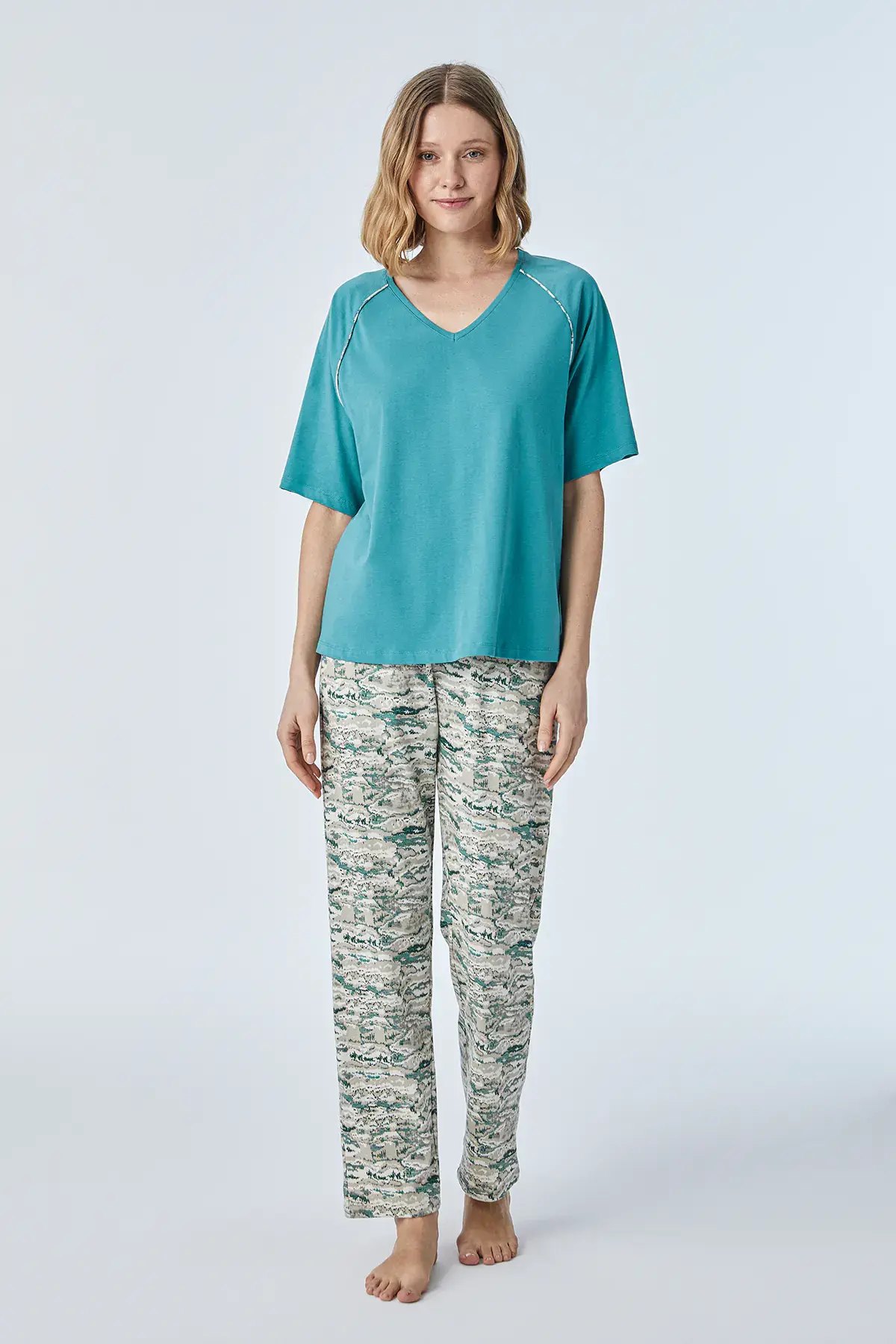 Pijadore 2098 (M-L-XL-XXL) Kısa Kollu Bayan Pijama Takım
