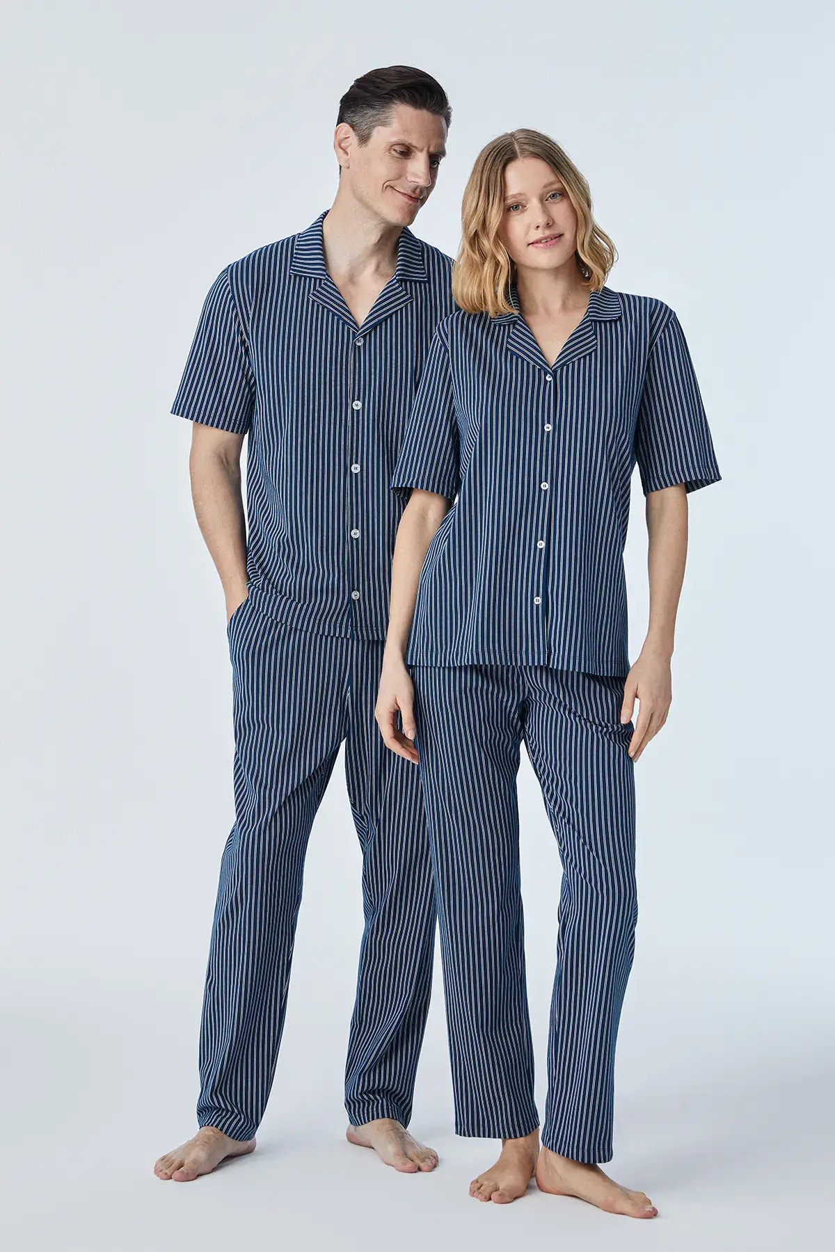 Pijadore 2107 (M-L-XL-XXL) Kısa Kollu Boydan Düğmeli Bayan Pijama Takım