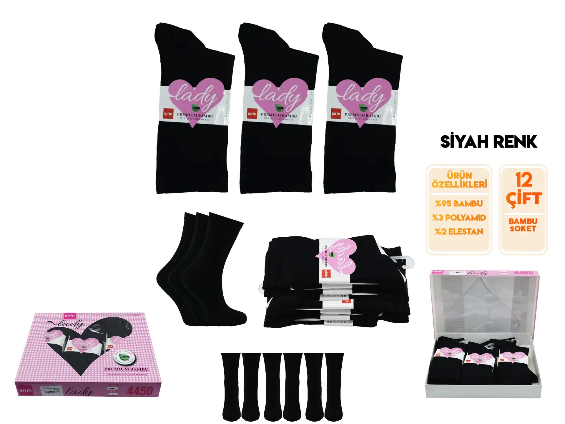 Şirin 4450 (36-40) Dikişsiz Bambu Bayan Soket