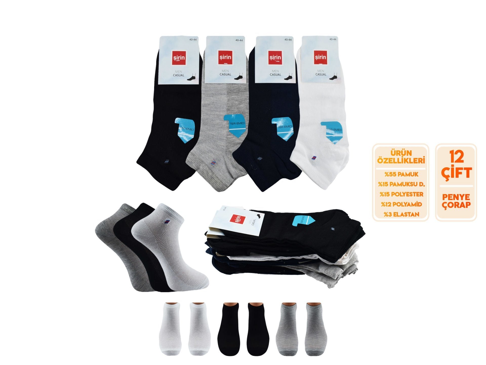 Şirin 7010-14 Ter Emici Erkek Penye Patik