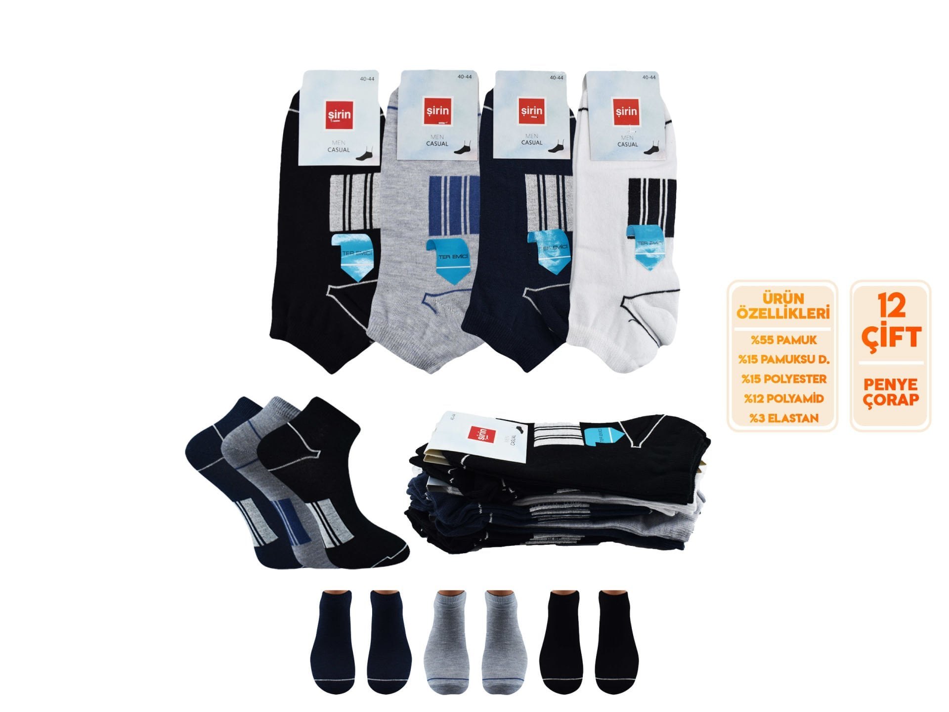 Şirin 7010-15 Ter Emici Erkek Penye Patik
