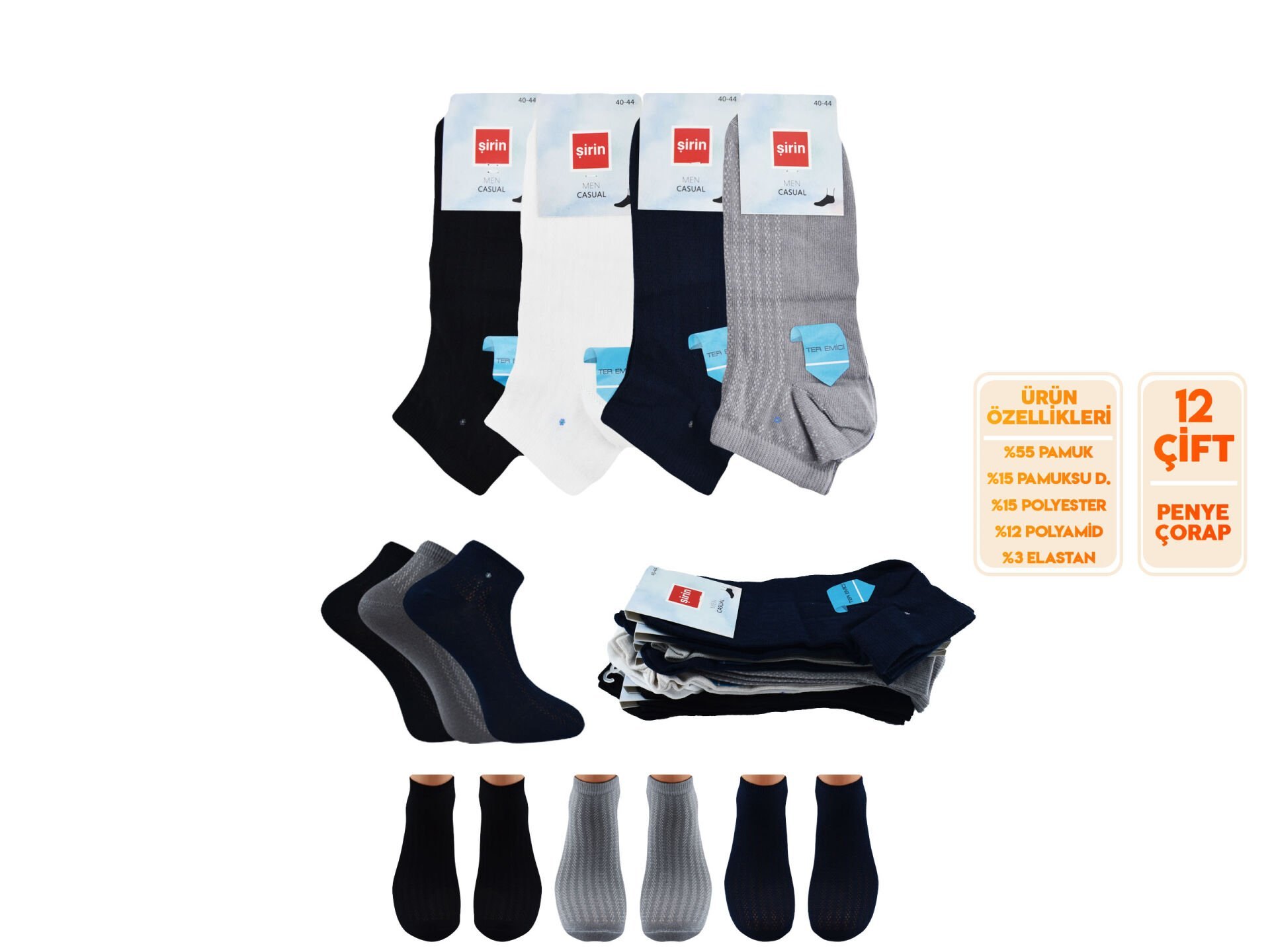 Şirin 7010-23 (40-44) Ter Emici Erkek Penye Patik