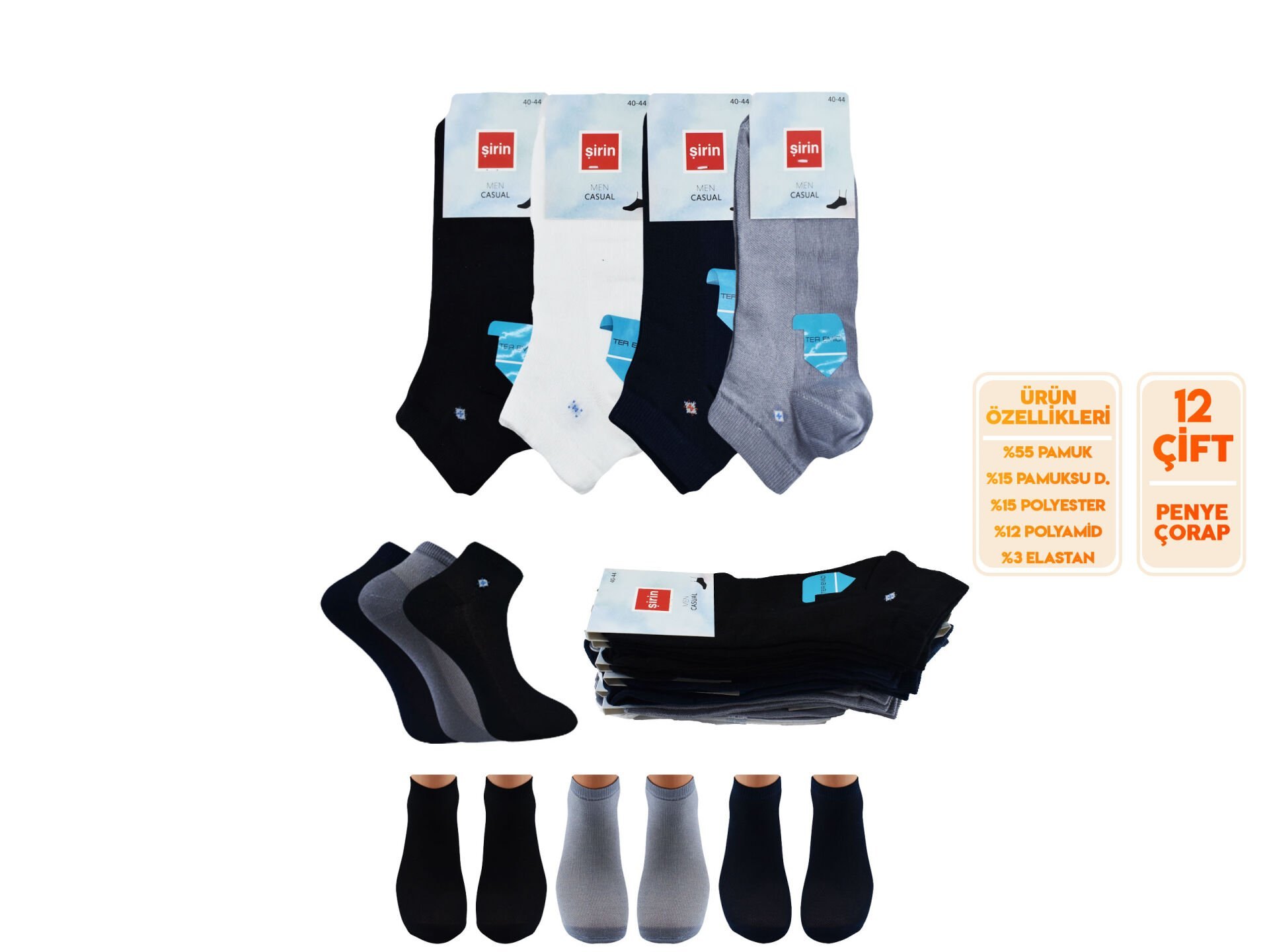 Şirin 7010-24 (40-44) Ter Emici Erkek Penye Patik