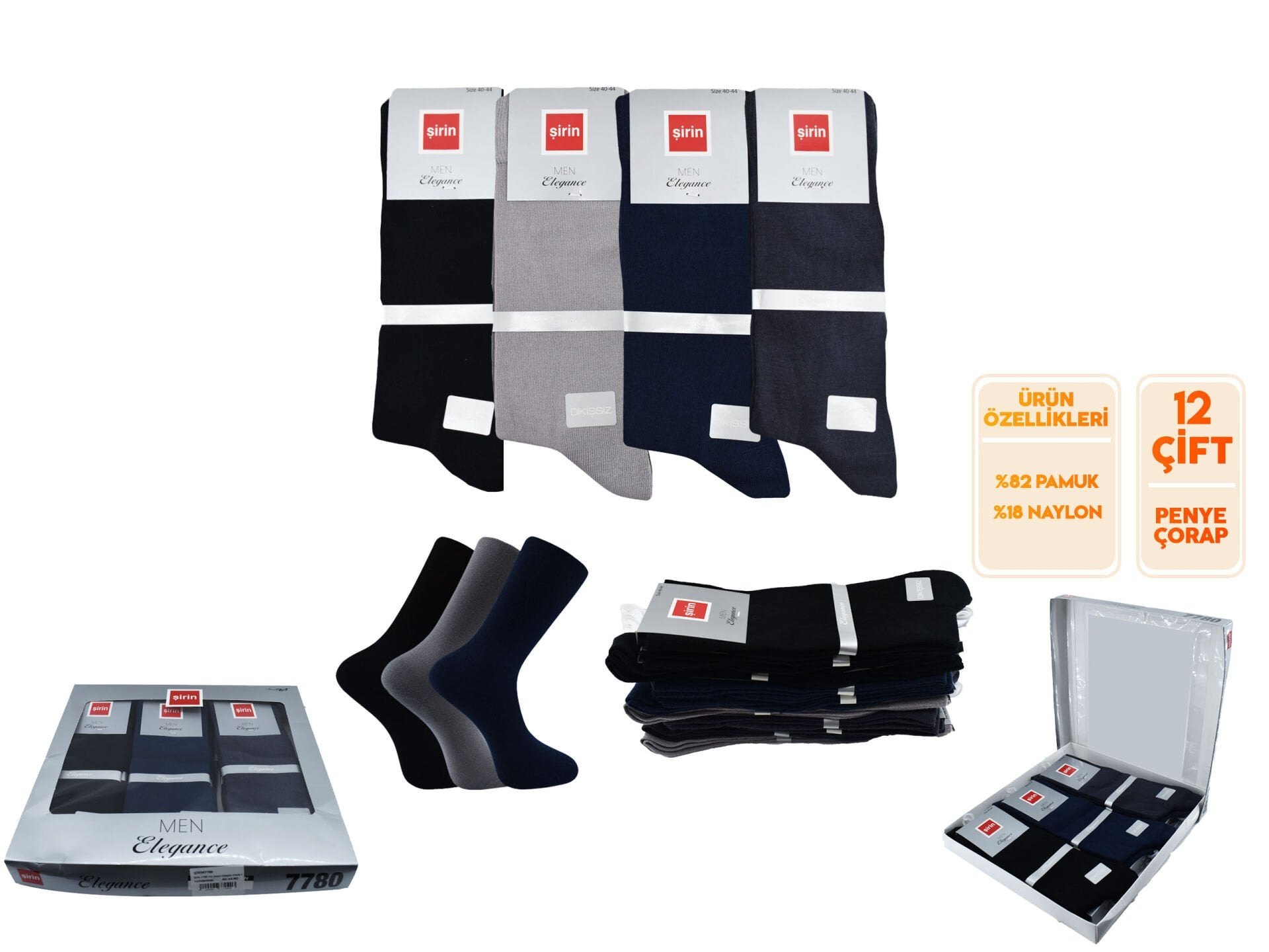 Şirin 7780 Elegance Dikişsiz Erkek Penye Soket Çorap