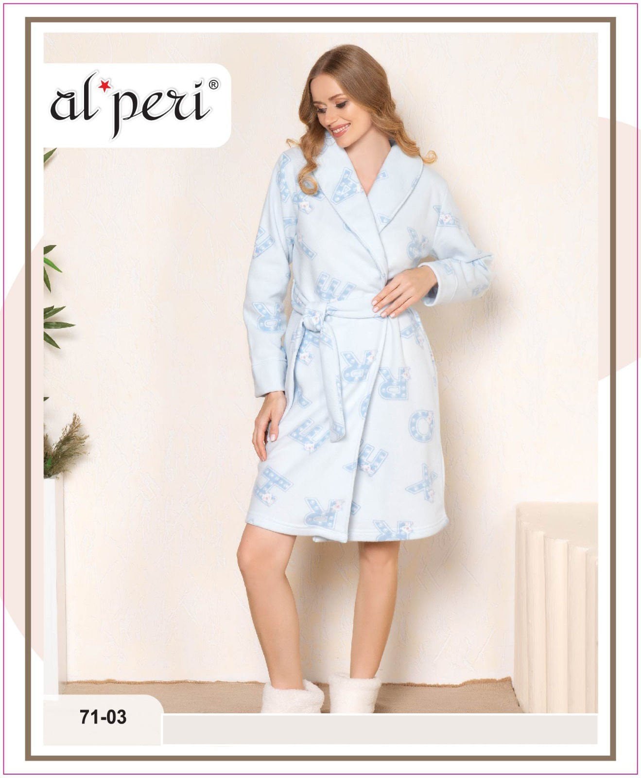 Alperi 71-03 Velsoft Bayan Uzun Kollu Sabahlık