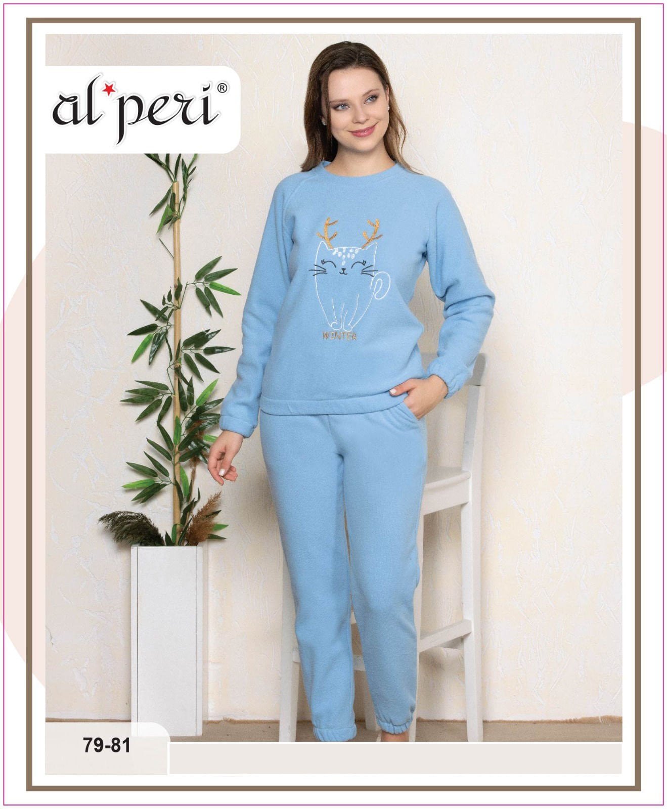 Alperi 79-81 Velsoft Bayan Uzun Kollu Pijama Takımı