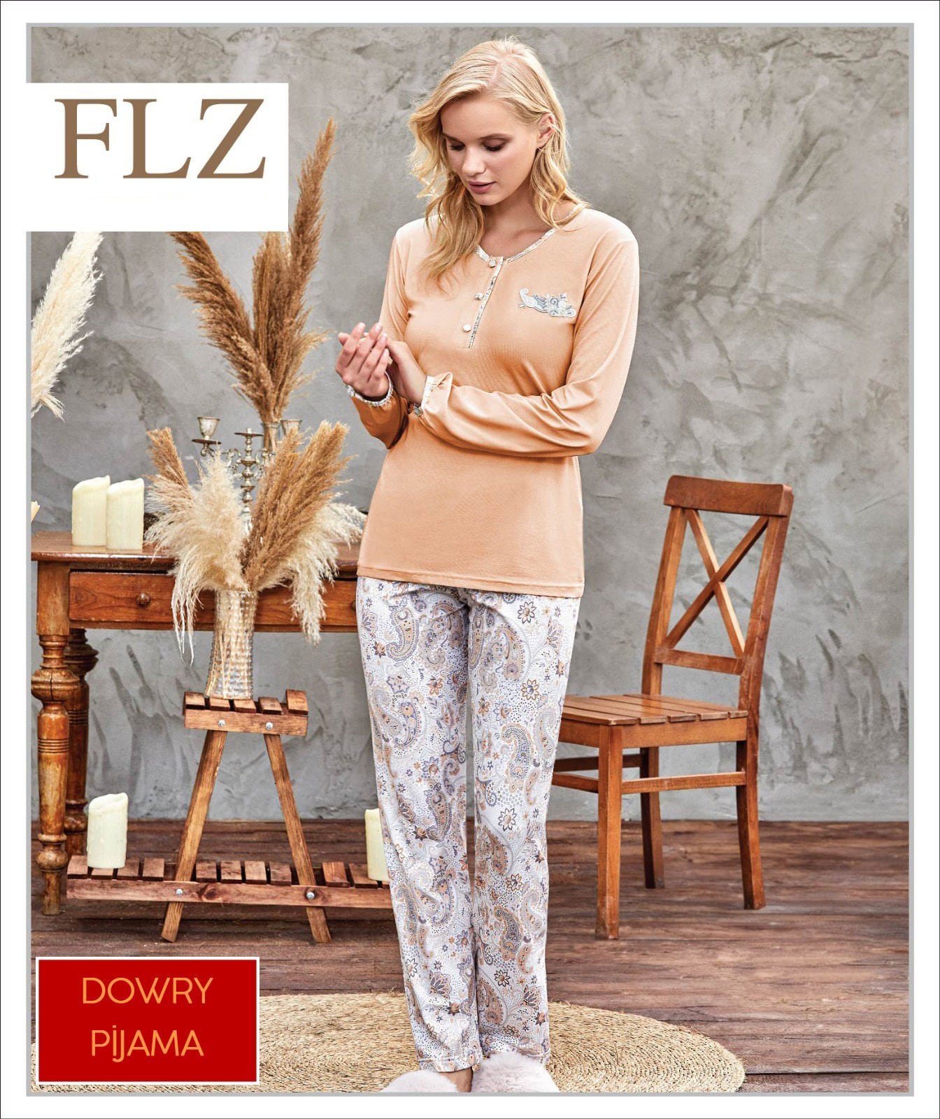 Flz 89-50 Bayan Uzun Kollu Pijama Takımı (S-M-L-XL)
