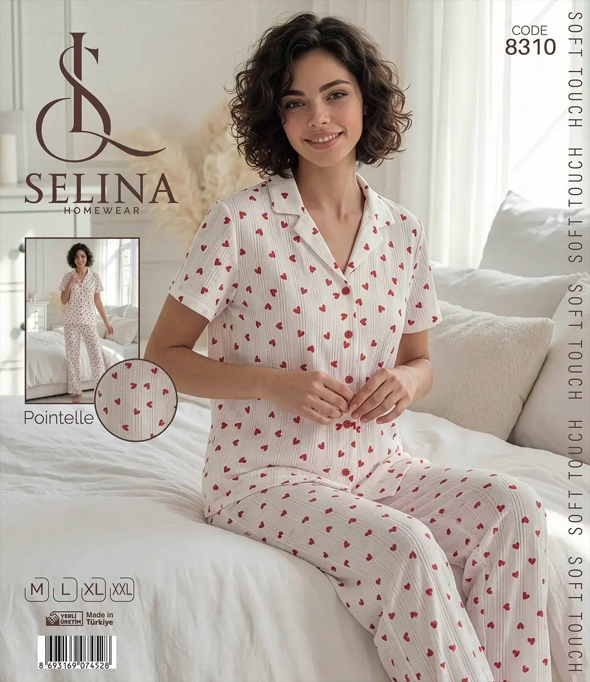 Selina 8310 (M-L-XL-XXL) Bayan Kısa Kollu Pijama Takım