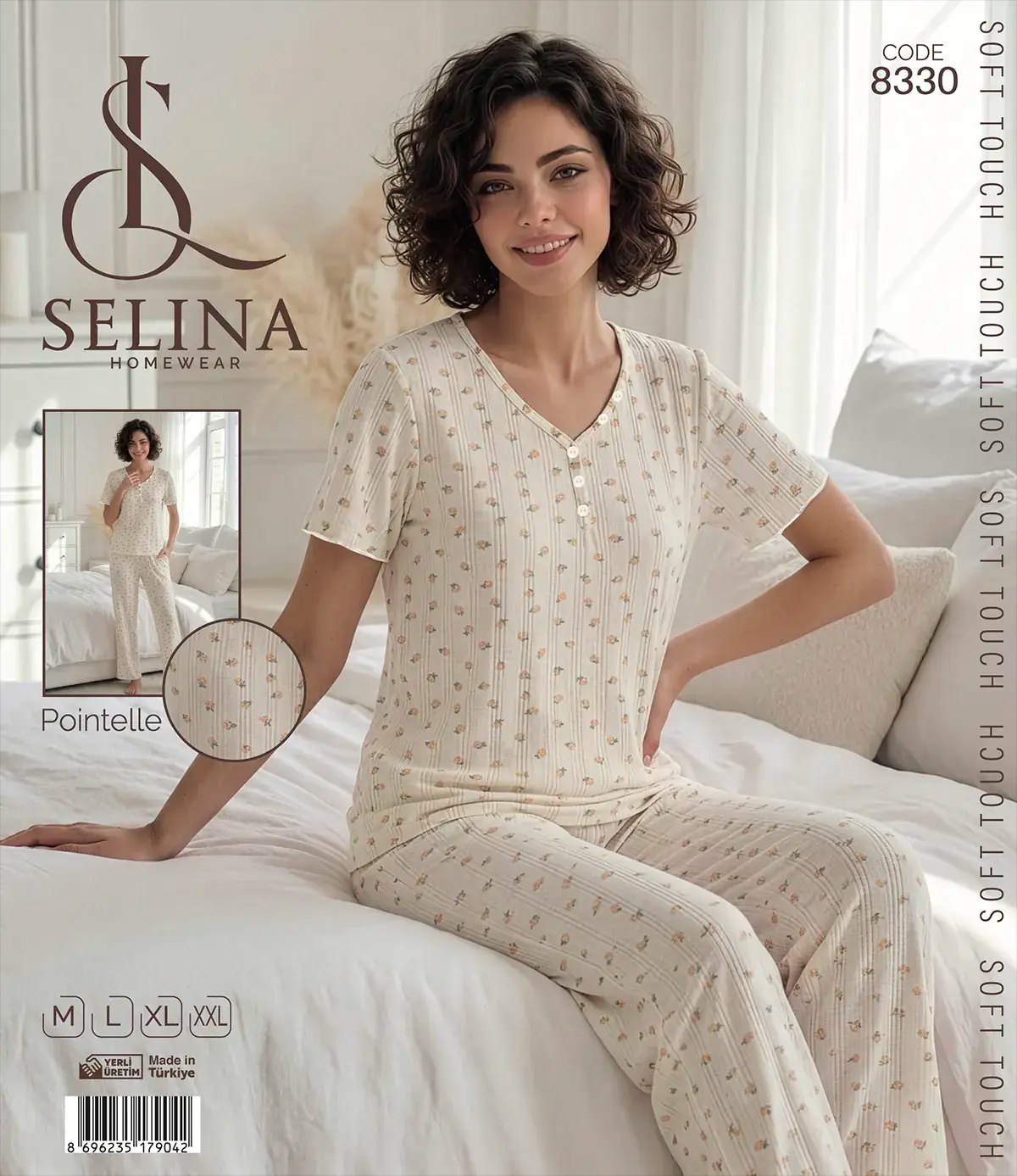 Selina 8330 (M-L-XL-XXL) Bayan Kısa Kollu Pijama Takım