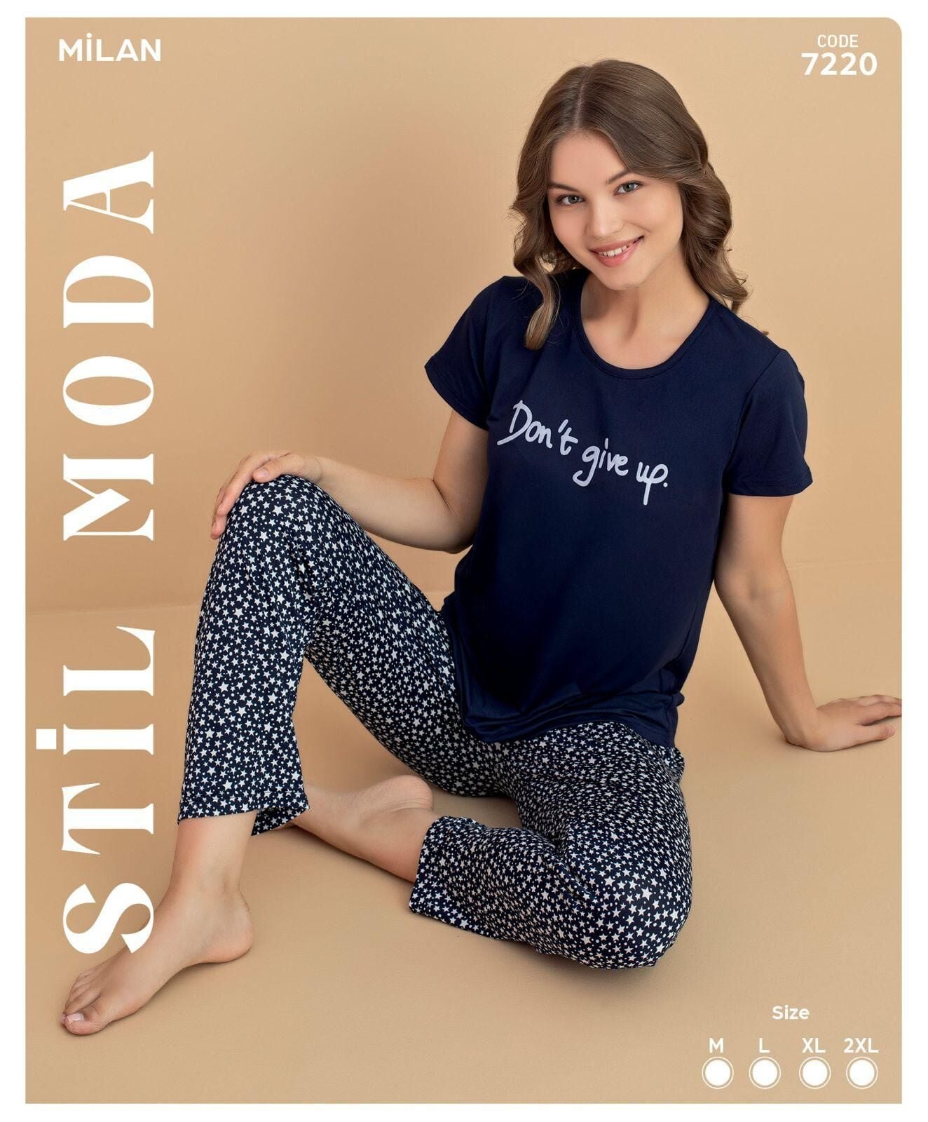 Stil Moda 7220 (M-L-XL-XXL) Milan Bayan Kısa Kol Pijama Takım