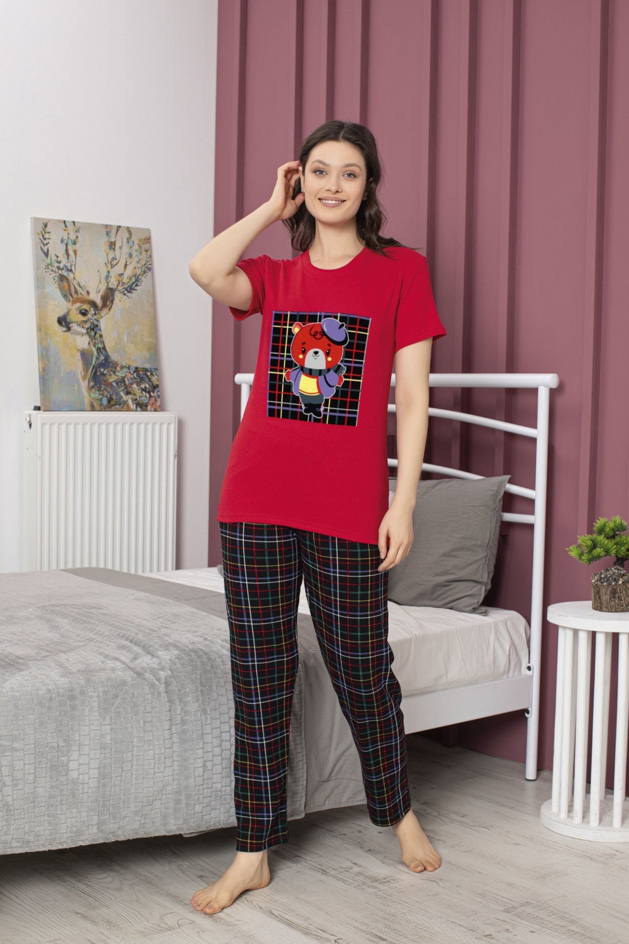 Tekten 4700 Raporlu Bayan Kısa Kollu Pijama Takım