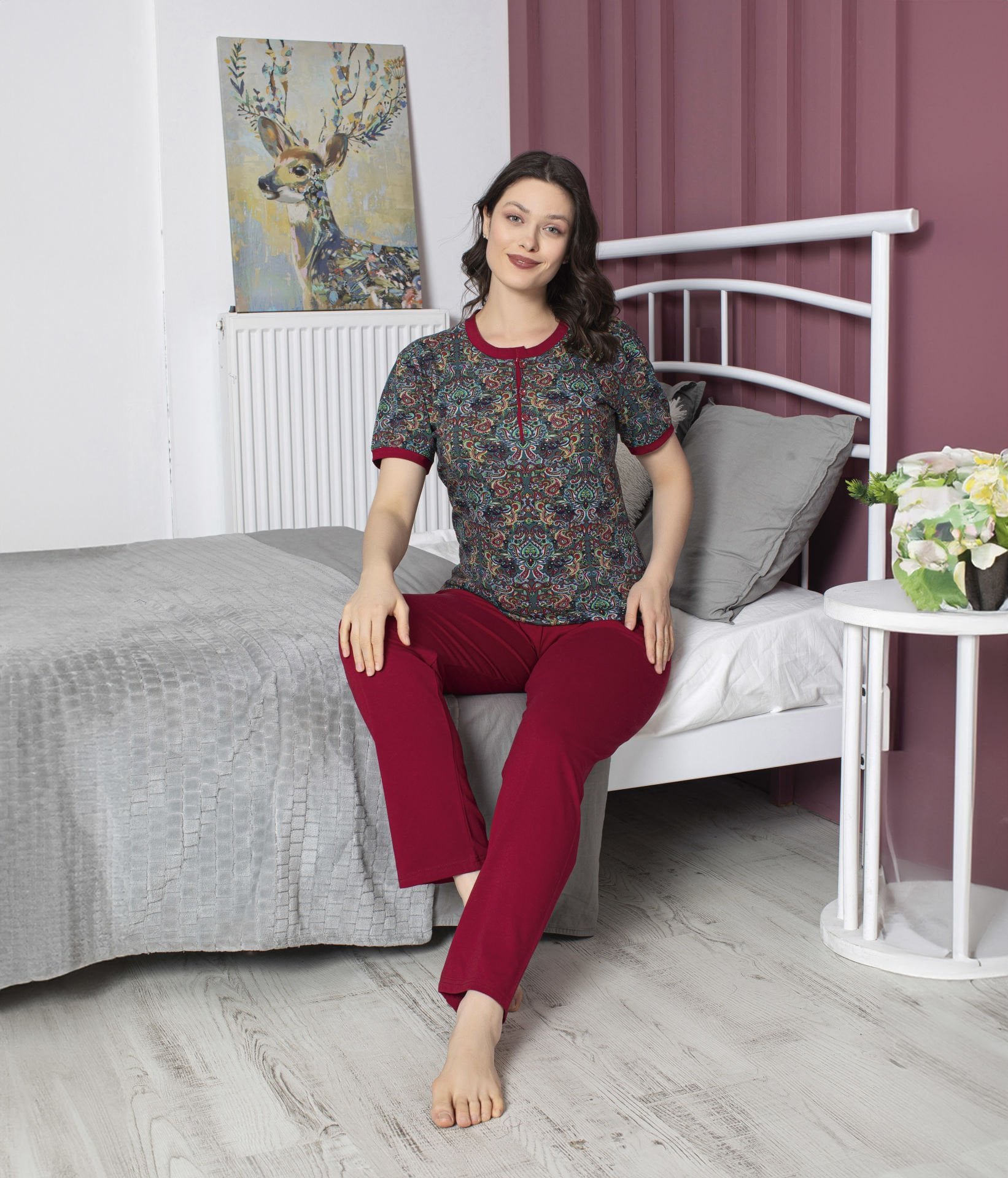 Tekten 4800 Bayan Kısa Kollu Pijama Takım