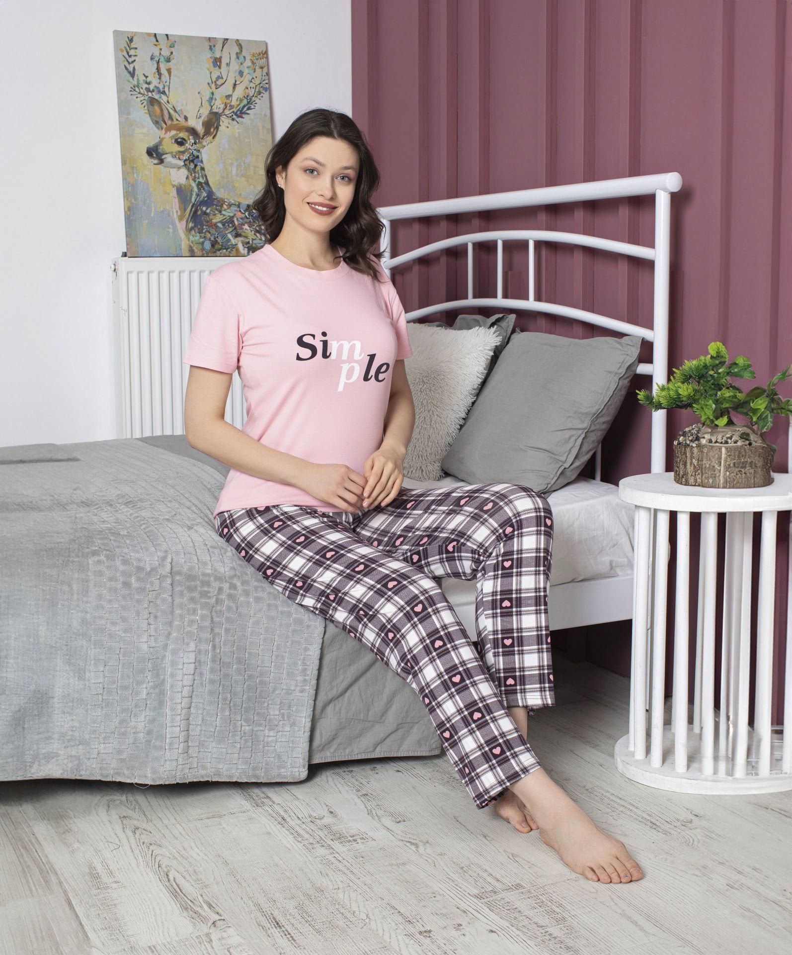 Tekten 4890 Bayan Kısa Kollu Pijama Takım