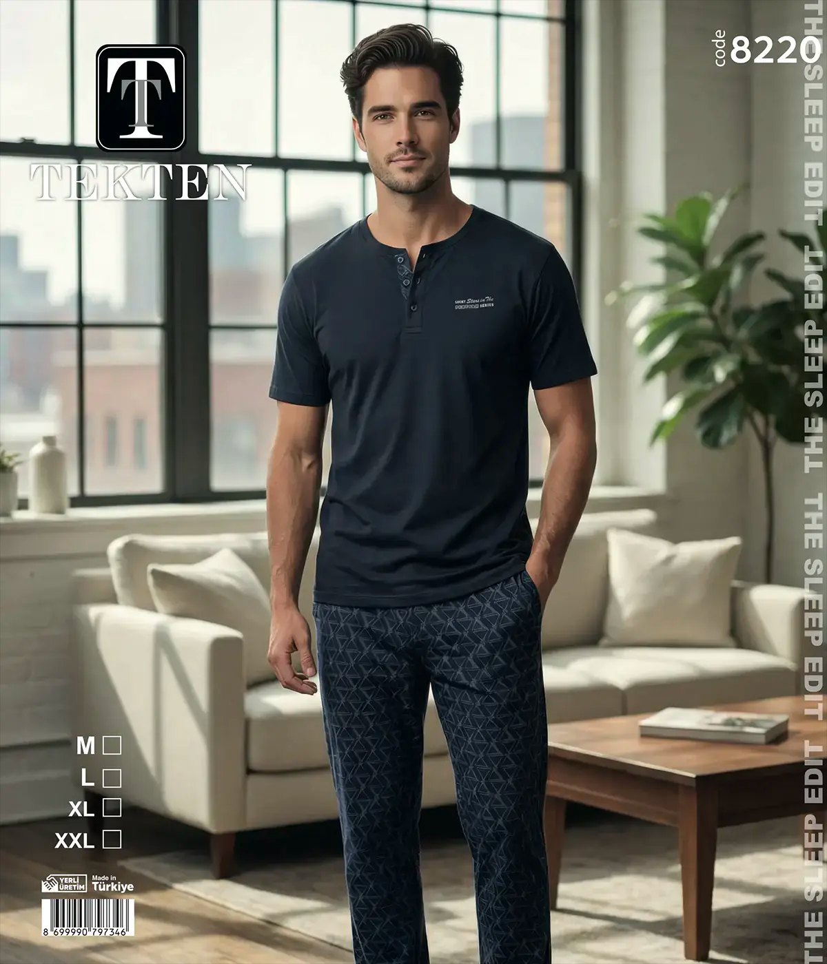 Tekten 8220 (M-L-XL-XXL) Erkek Uzun Kollu Pijama Takım