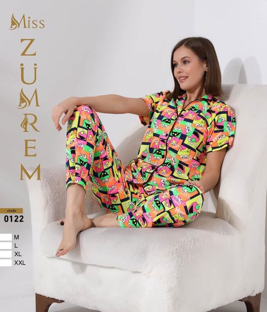 Zümrem 0122 Bebe Yaka Kısa Kollu Bayan Pijama Takım