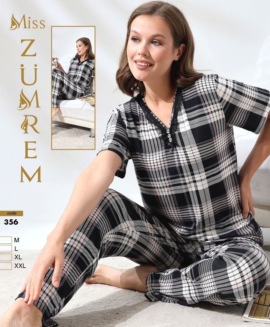 Zümrem 0356 Rink Viskon 3 Düğmeli Kısa Kollu Bayan Pijama Takımı