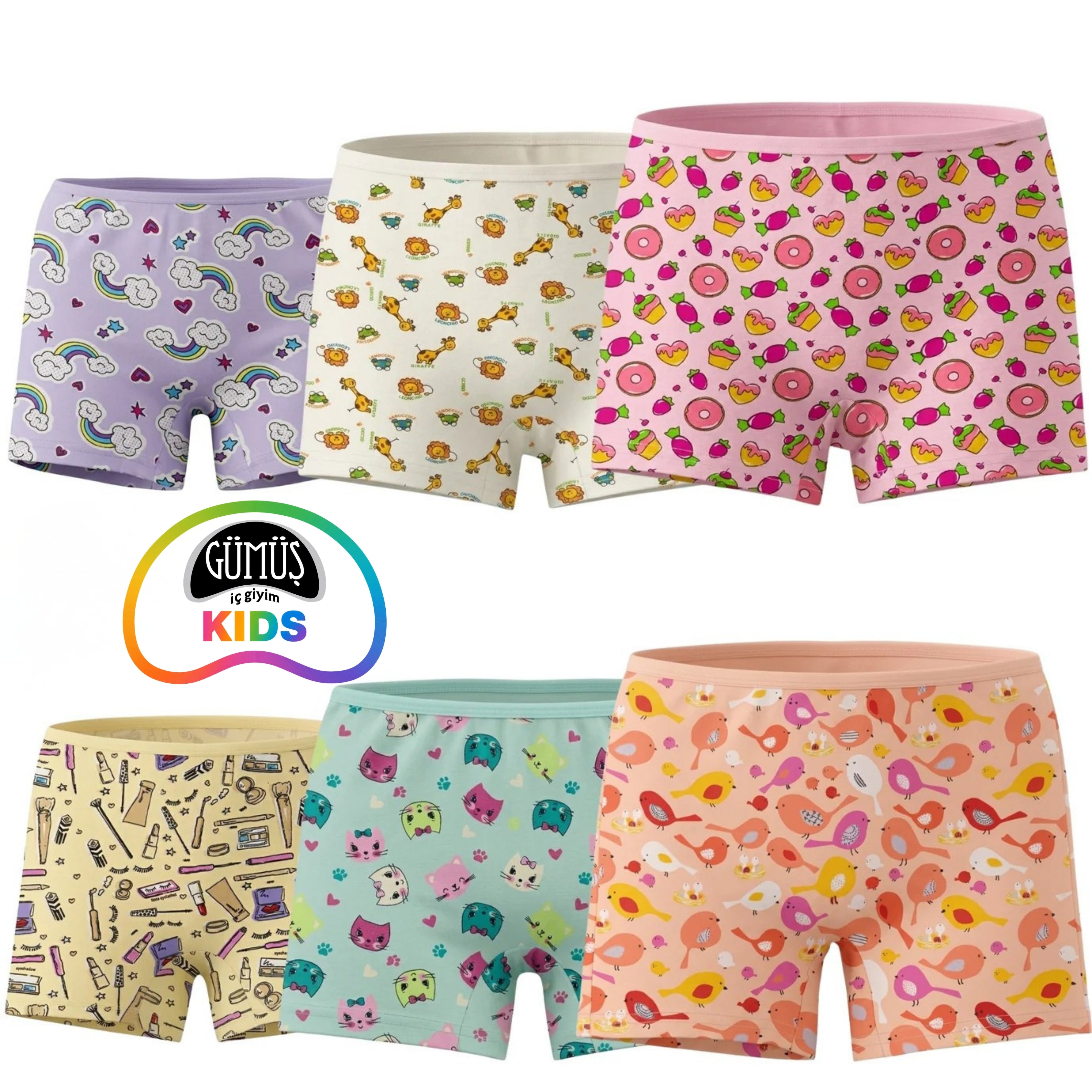 Gümüş 3072 Kız Çocuk Likralı Empirme Boxer