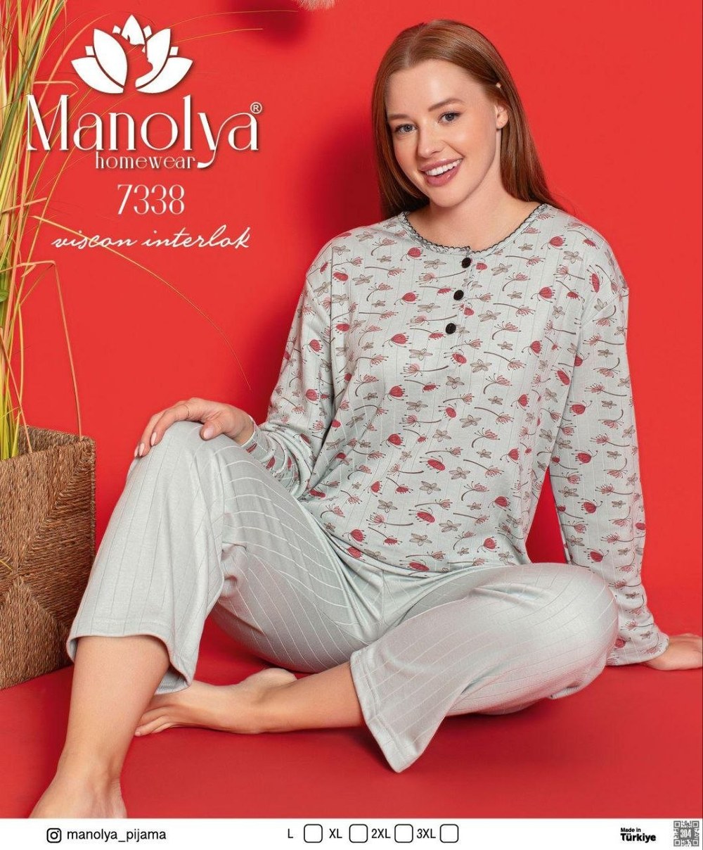 Manolya 7338 Viskon İnterlok Anne Pijama Takım KOD-4