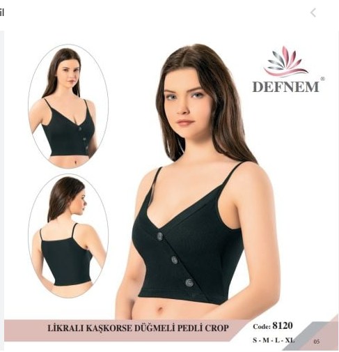 Defnem 8120 Likralı Kaşkorse Düğmelı Pedlı Crop (paketler Karışık Beden) GÜL KURUSU