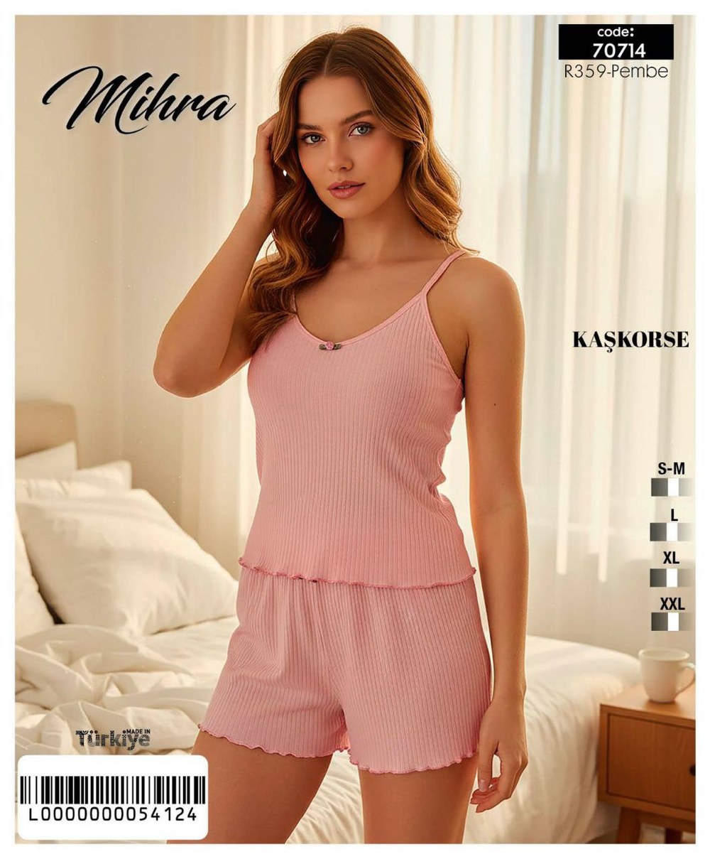 Mihra 70825-70714 Kaşkorse Bayan İp Askılı Şort Takım KOD-2