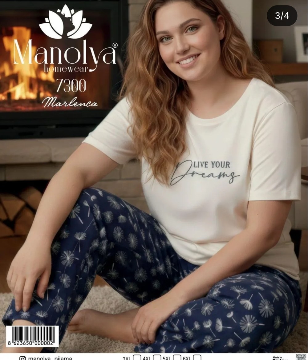 Manolya 7300 Kadın Battal Pijama Takımı KOD-3