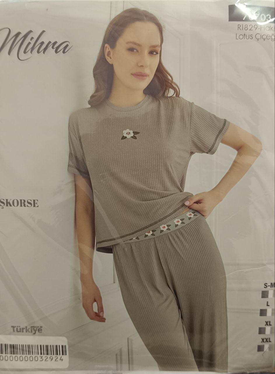 Mihra Kaşkorse Kısa Kol Pijama Takımı 70703 + KOD-1