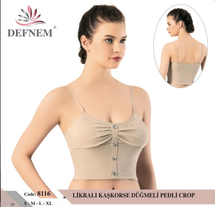 Defnem 8116 Düğmeli Crop (paketler Karışık Beden) PUDRA