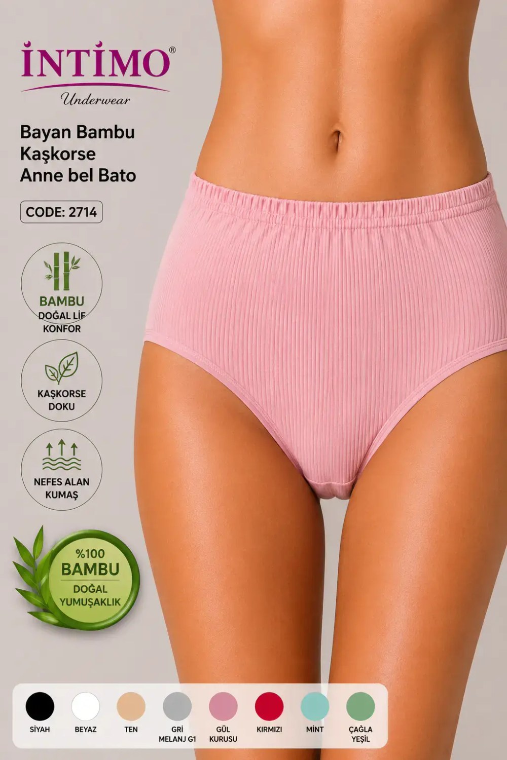 İntimo 2714 Bambu Kaşkorse Anne Bel Bato SİYAH