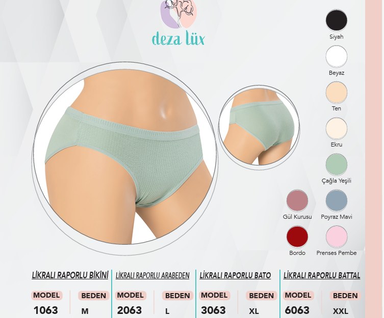 Dondeza 6063 Xxl Beden Raporlu Esnek Kumaş Kadın Külot ASORTİ