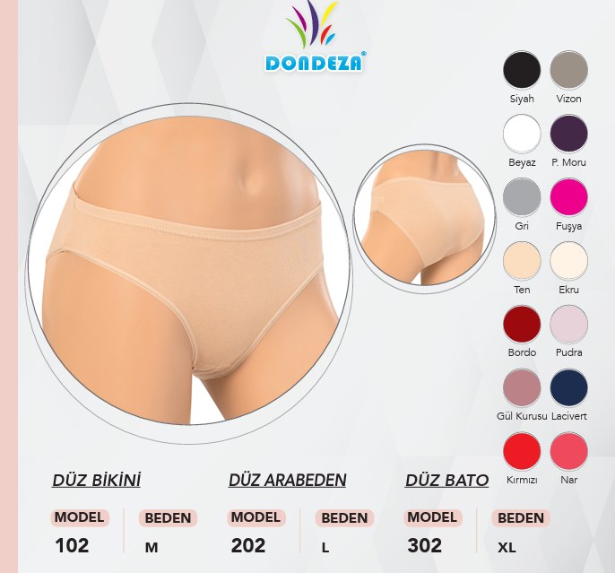 Dondeza 102 M Beden Düz Bikini FUŞE PEMBE