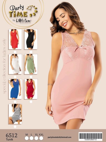 Part Time 6512 Penye Dantelli Tunik MAVİ
