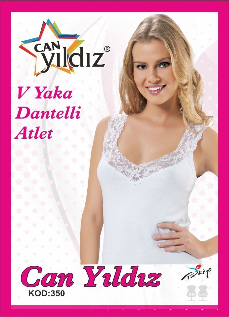 Can Yıldızı 350 V Yaka Dantelli Atlet KIRMIZI