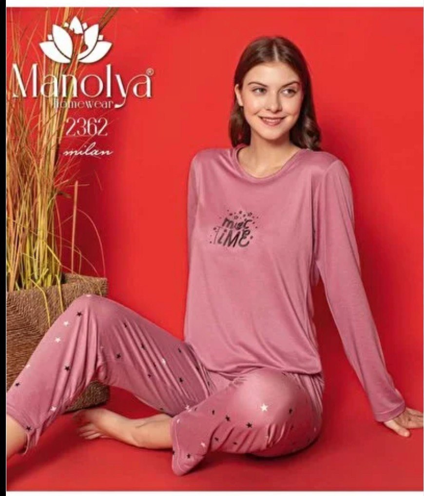 Manolya 2364 Milan Uzun Kol Bayan Pijama Takım KOD-4