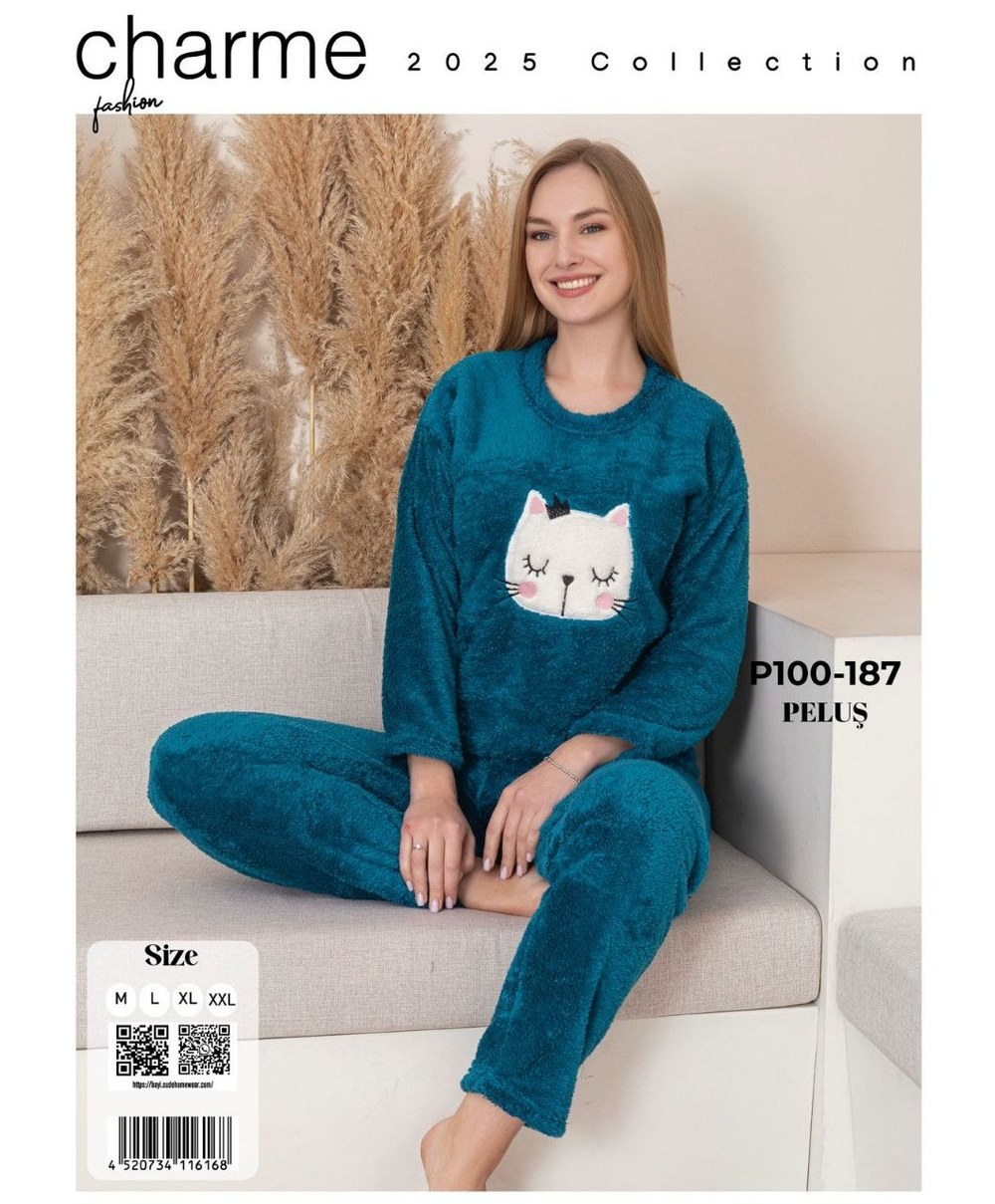 Charme 100 Peluş Bayan Pijama Takım KOD-1
